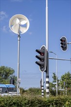 A mini wind power plant in the small Dutch town of Haarlemmermeer supplies the traffic lights at a