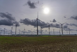 Wind farm, east of the town of Bad Wünnenberg, OWL, North Rhine-Westphalia, Germany, Europe