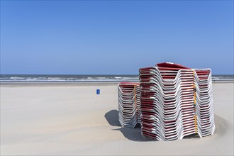 The beach of Hoek van Holland, low season, empty North Sea beach, Netherlands