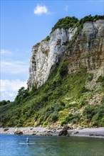 White Cliff from a drone, Jurassic Coast, Seaton, Devon, England, United Kingdom, Europe