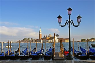 Venice, Grand Canal gondolas island San Giorgio Maggiore tower church Italy