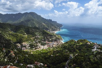 Minori from Ravello, Amalfi Coast, Tyrrhenian Sea, Salerno, Campania, Italy, Europe