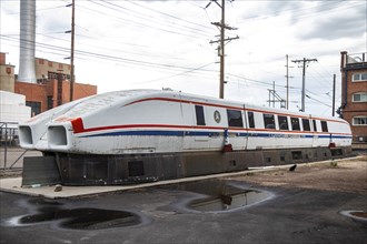 Pueblo, Colorado, A Rohr Aerotrain tracked levitated research vehicle at the Pueblo Railway Museum.