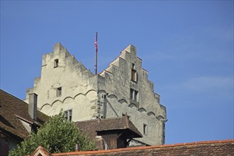 Tower with stepped gable of the castle built 7th century, Meersburg, Obersee, Lake Constance, Lake