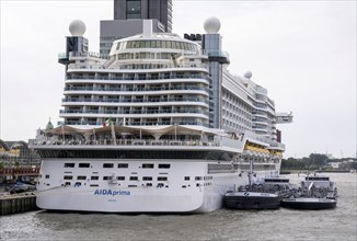 The cruise ship AIDA Prima is refuelled, moored at the Cruise Terminal Rotterdam, Netherlands