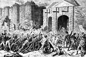 Storming of the Bastille in Paris, storming of the royal fortress, defence wall, Tor tor, King