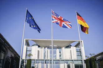 The flags of Europe, the United Kingdom of Great Britain and Northern Ireland and the Federal