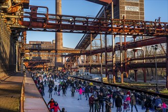 Ice rink at the Zollverein coking plant, Zollverein World Heritage Site, Essen, Germany, Europe