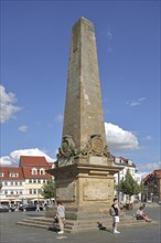 Erthal obelisk built in 1777, monument with column, Domplatz, Erfurt, Thuringia, Germany, Europe