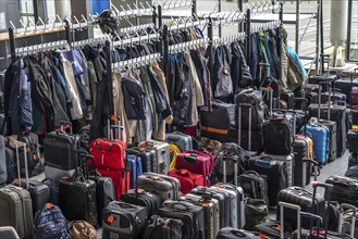 Luggage storage, cloakroom, in an exhibition hall, at the Hannover Messe, Lower Saxony, Germany,