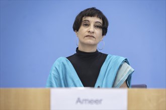 Tahera Ameer, Director of the Amadeu Antonio Foundation, recorded at a press conference at the Haus