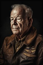 Elderly senior male world war II soldier portrait, generatvie AI, AI generated