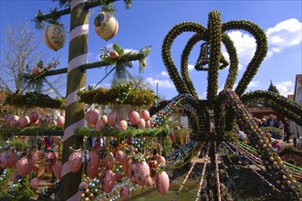 Easter custom, Easter fountain in Franconian Switzerland, detail, here in Bieberbach, district of