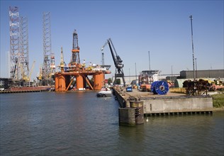 Stena Spey oil rig platform being repaired in Keppel Verome shipyard, Botlek, Port of Rotterdam,