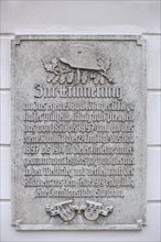 Memorial plaque to a Prussian regiment at a former barracks in the 19th century,