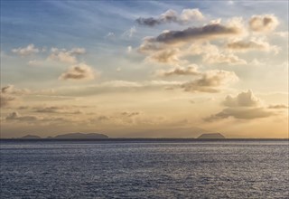 Evening sky over the sea in the marine reserve. Malaysia