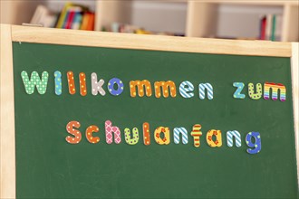 School blackboard with the inscription Welcome to the start of school