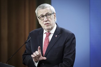 Alberto van Klaveren Stork, Foreign Minister of Chile, photographed during a press conference after