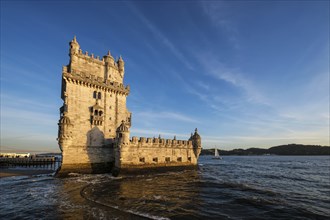 Belem Tower or Tower of St Vincent, famous tourist landmark of Lisboa and tourism attraction, on