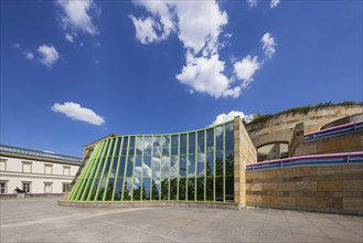 New State Gallery Stuttgart, exterior view. Postmodern architecture, James Stirling architecture,