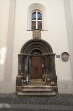 Late Romanesque entrance portal of the Gallus Chapel, Regensburg, Upper Palatinate, Bavaria,