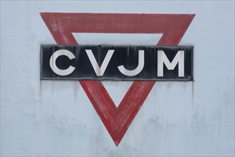 YMCA, sign and logo on a house wall, North Rhine-Westphalia, Germany, Europe