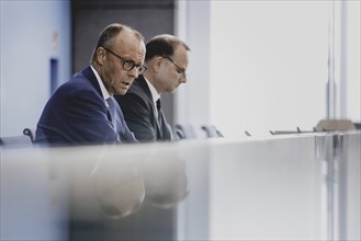 Friedrich Merz, CDU party chairman, at the Federal Press Conference on the consequences of Solingen