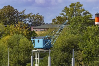 Old harbour crane at Neustädter Hafen in Dresden, Elbehafen, Dresden, Saxony, Germany, Europe