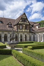 Fountain, cloister and half-timbered house, Bebenhausen Monastery and Palace, former Cistercian