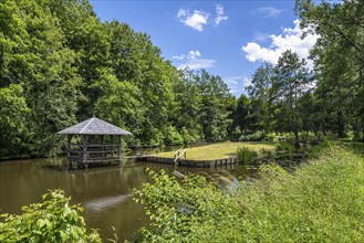 Monastery garden, park with water lily pond, Heiligkreuztal Monastery, Biberach district, Upper