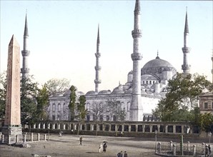 Mosque of Sultan Ahmet I, Istanbul, Turkey, Historical, digitally restored reproduction from a 19th