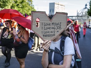 Sex workers demonstrate against the Prostitutes Protection Act on International Whores' Day. They