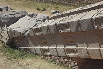 Tigray region, in the stelae park of Axum, Aksum, ancient cemetery of the Axumite kings, broken