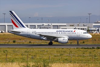 An Air France Airbus A318 aircraft with the registration F-GUGK at Paris Orly Airport, France,