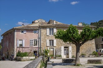 Village square in Oppède-le-Vieux, Oppede-le-Vieux, Vaucluse, Provence Alpes Cote dAzur, France,