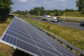 A58 motorway, photovoltaic systems were installed on the slopes to the side of the carriageway, use