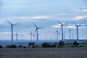 Wind farm, south of the village of Helmern, belongs to Bad Wünnenberg, Paderborn district, OWL,