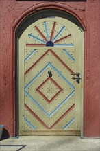 Mauritiushaus, old rectory, wooden door, painted front door, entrance door, lever handle, door