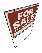 Right facing for sale by owner real estate yard sign isolated on a white background