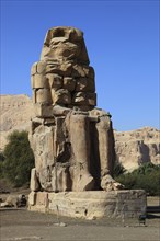 The Colossi of Memnon near Luxor, Arabic el-Colossat or es-Salamat, standing ancient Egyptian