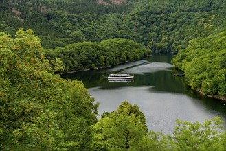 View of the Rursee from the Urfttassperre dam, Eifel National Park, North Rhine-Westphalia,