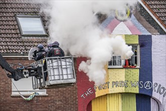 2nd day of the eviction of the Lützerath hamlet, occupied buildings of the former farm, by climate