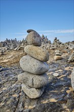 Nature landscape of stones on a beach between Cairns and Port Douglas in spring, Australia, Oceania