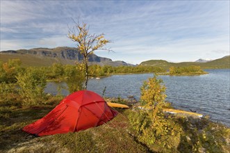 Camping in the Sinnitjohkka and Duolbagorni mountains, Kebnekaise massif, Lapland, Sweden, Sweden,