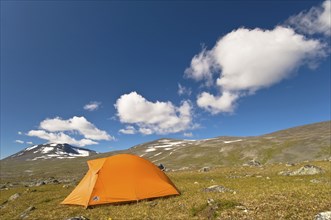 Camping in the Sinnitjohkka and Duolbagorni mountains, Kebnekaise massif, Lapland, Sweden, Sweden,