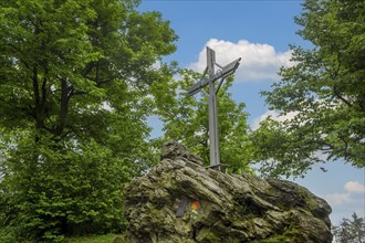 Summit cross on the Geschriebenstein in Austria. At 884 metres above sea level, the