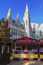 Punch and mulled wine stand at the Christmas market at City Hall, behind the City Hall, Vienna,