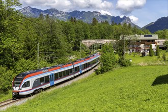 Stadler FLIRT regional train Regional train of BRB Bayerische Regiobahn in Bischofswiesen, Germany,