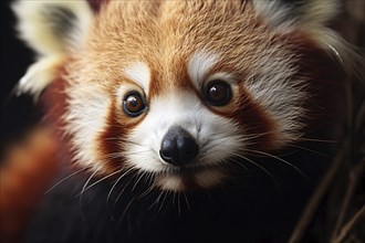 Face of cute red panda bear. KI generiert, generiert AI generated