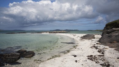 White sand at Traigh Mhor beach, the Cockle Strand, Barra, Outer Hebrides, Scotland, UK